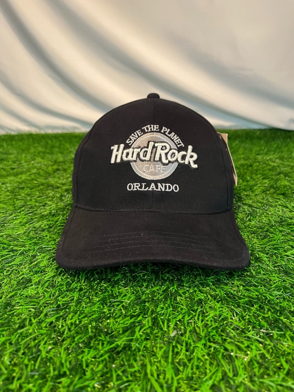 Vintage 90s Hard Rock Cafe Orlando Love All Serve All Black White Buckle Cap Hat